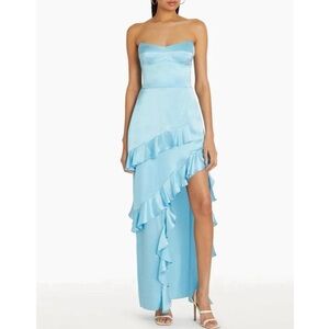 Elegant Blue Strapless Dress